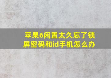 苹果6闲置太久忘了锁屏密码和id手机怎么办