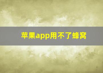 苹果app用不了蜂窝