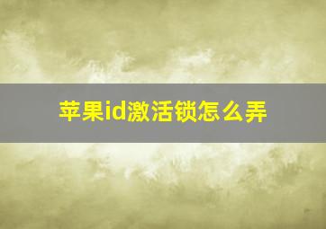 苹果id激活锁怎么弄