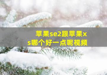 苹果se2跟苹果xs哪个好一点呢视频