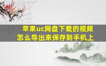 苹果uc网盘下载的视频怎么导出来保存到手机上