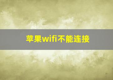 苹果wifi不能连接