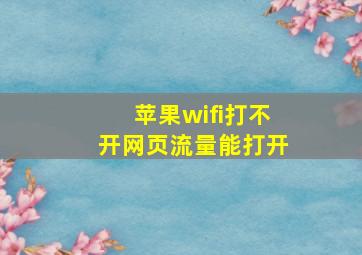 苹果wifi打不开网页流量能打开