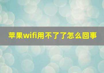 苹果wifi用不了了怎么回事