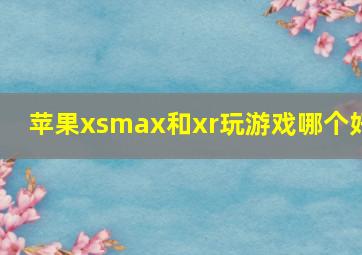 苹果xsmax和xr玩游戏哪个好