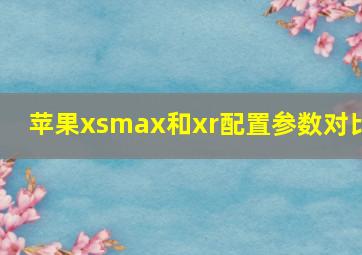 苹果xsmax和xr配置参数对比