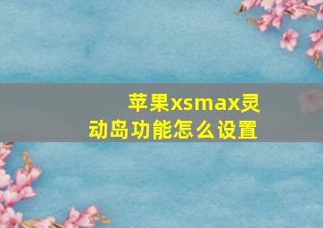 苹果xsmax灵动岛功能怎么设置