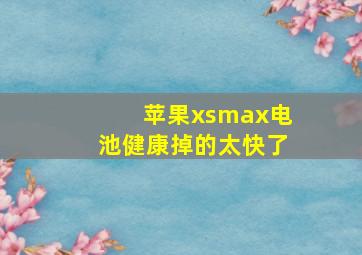 苹果xsmax电池健康掉的太快了