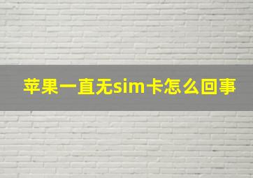 苹果一直无sim卡怎么回事