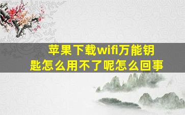 苹果下载wifi万能钥匙怎么用不了呢怎么回事