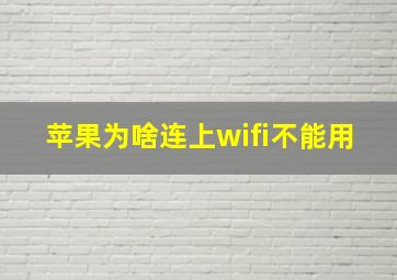 苹果为啥连上wifi不能用