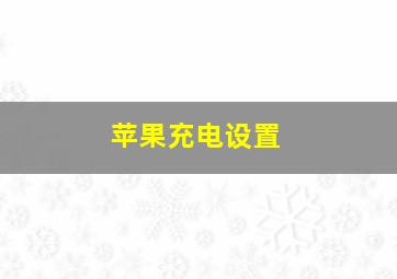 苹果充电设置