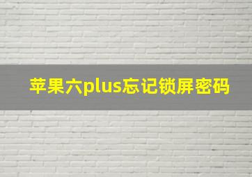 苹果六plus忘记锁屏密码