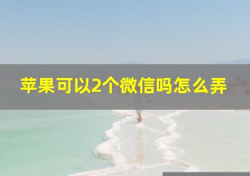 苹果可以2个微信吗怎么弄