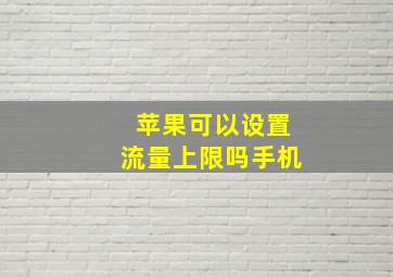 苹果可以设置流量上限吗手机