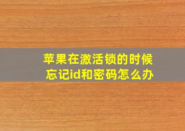 苹果在激活锁的时候忘记id和密码怎么办