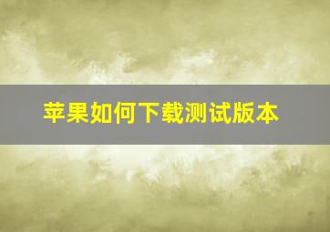 苹果如何下载测试版本