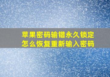 苹果密码输错永久锁定怎么恢复重新输入密码