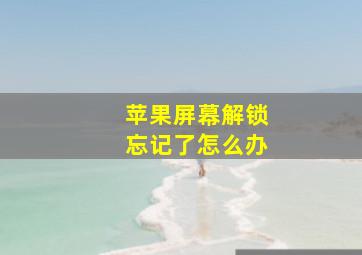 苹果屏幕解锁忘记了怎么办