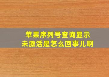 苹果序列号查询显示未激活是怎么回事儿啊