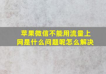 苹果微信不能用流量上网是什么问题呢怎么解决