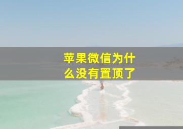 苹果微信为什么没有置顶了