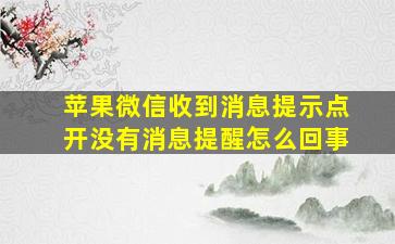 苹果微信收到消息提示点开没有消息提醒怎么回事