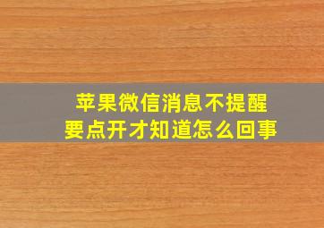 苹果微信消息不提醒要点开才知道怎么回事