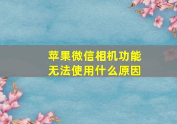 苹果微信相机功能无法使用什么原因