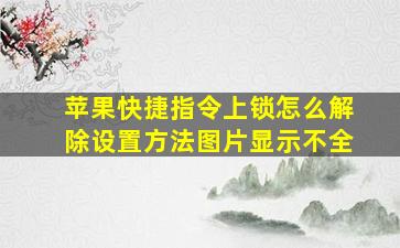 苹果快捷指令上锁怎么解除设置方法图片显示不全