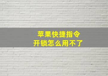 苹果快捷指令开锁怎么用不了