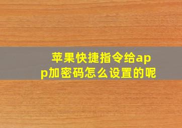 苹果快捷指令给app加密码怎么设置的呢