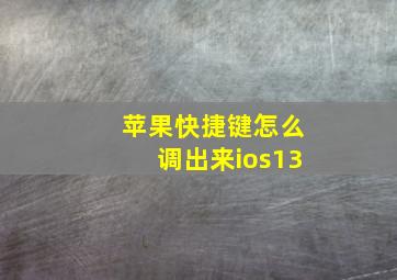 苹果快捷键怎么调出来ios13