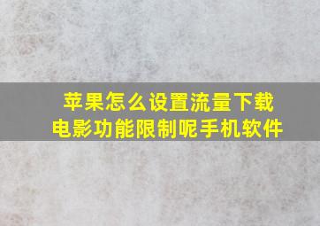 苹果怎么设置流量下载电影功能限制呢手机软件