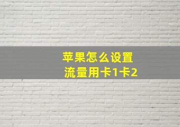 苹果怎么设置流量用卡1卡2