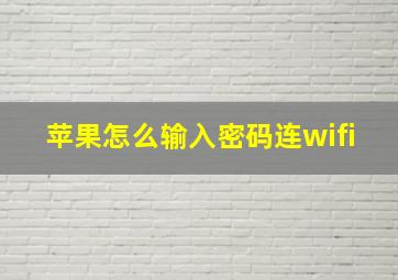 苹果怎么输入密码连wifi