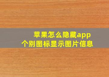 苹果怎么隐藏app个别图标显示图片信息