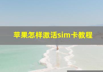 苹果怎样激活sim卡教程