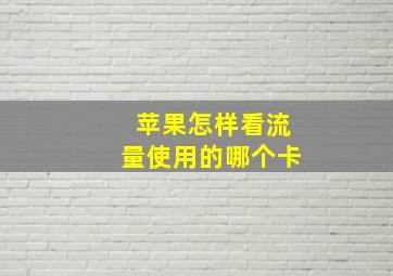 苹果怎样看流量使用的哪个卡