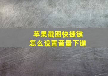 苹果截图快捷键怎么设置音量下键