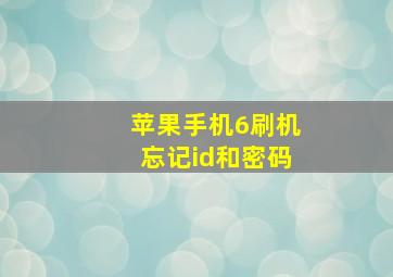 苹果手机6刷机忘记id和密码