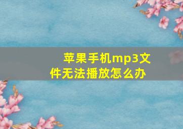 苹果手机mp3文件无法播放怎么办