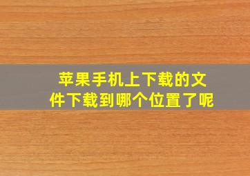 苹果手机上下载的文件下载到哪个位置了呢