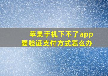 苹果手机下不了app要验证支付方式怎么办