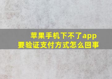 苹果手机下不了app要验证支付方式怎么回事