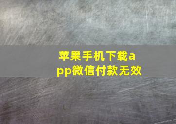 苹果手机下载app微信付款无效