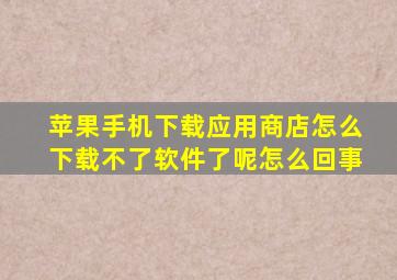 苹果手机下载应用商店怎么下载不了软件了呢怎么回事