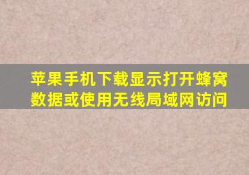 苹果手机下载显示打开蜂窝数据或使用无线局域网访问