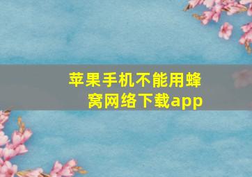 苹果手机不能用蜂窝网络下载app