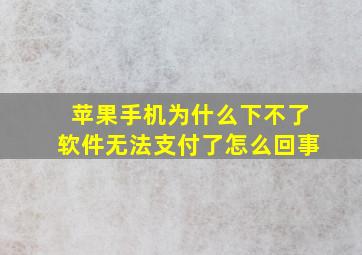 苹果手机为什么下不了软件无法支付了怎么回事